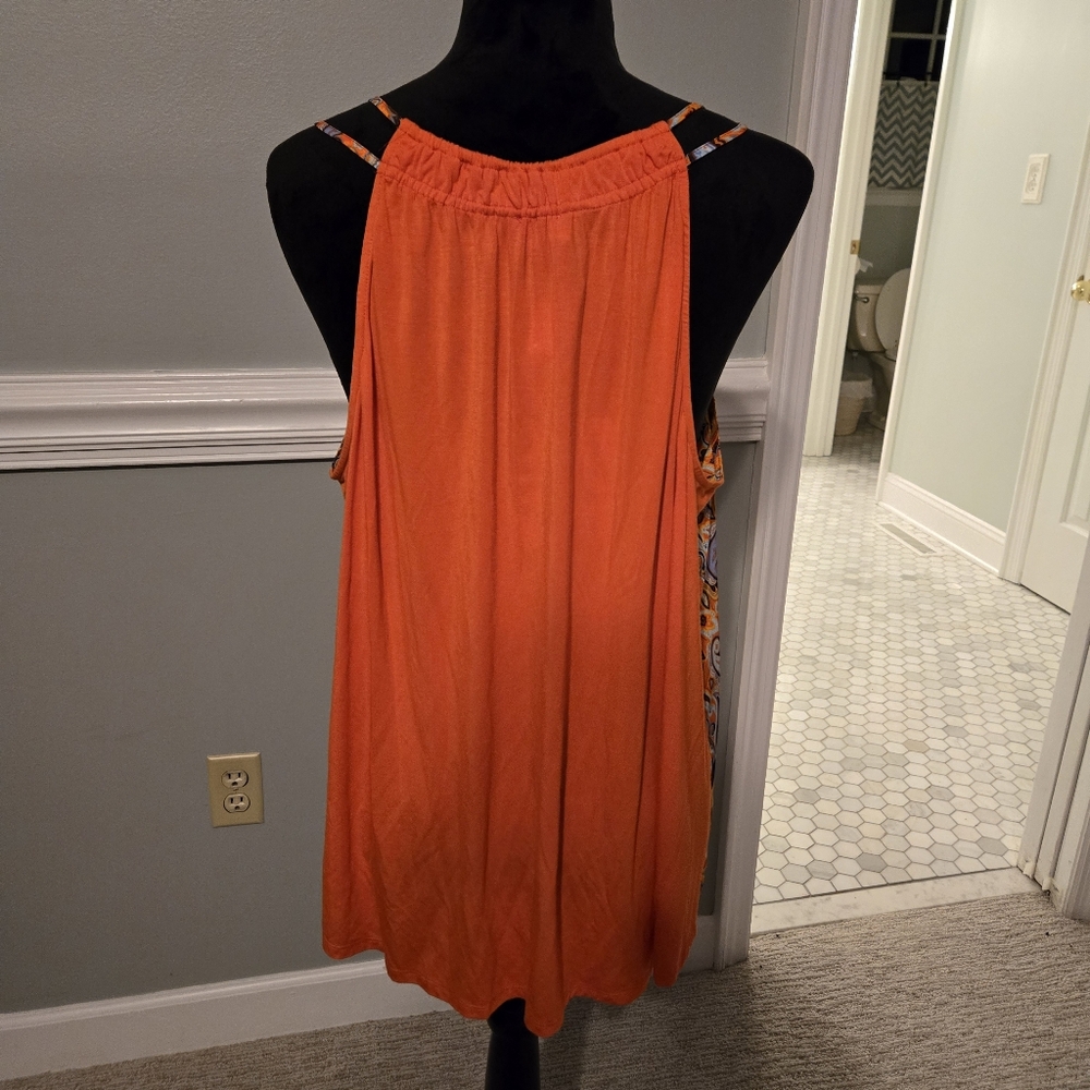 Stitch Fix Market & Spruce XXL orange paisley spaghetti strap tank top blouse - Picture 4 of 7